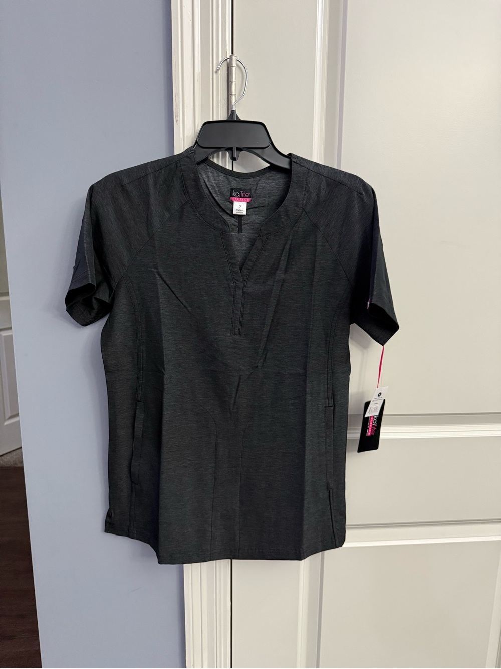 Koi Lite Black Short Sleeve V-Neck Scrub Top